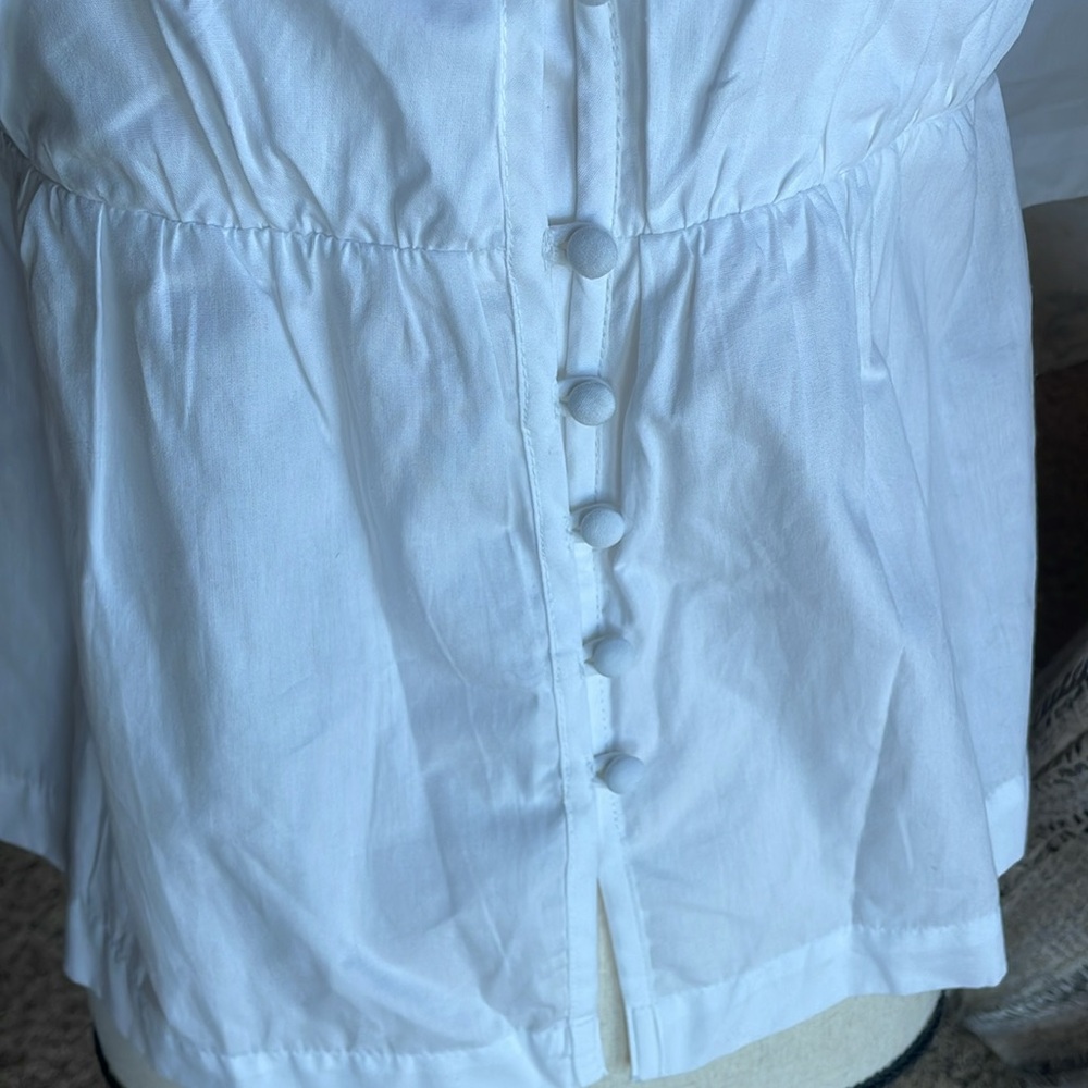 Anthropolgie White Short-Sleeve Scoop-Neck Blouse XS - Picture 7 of 12